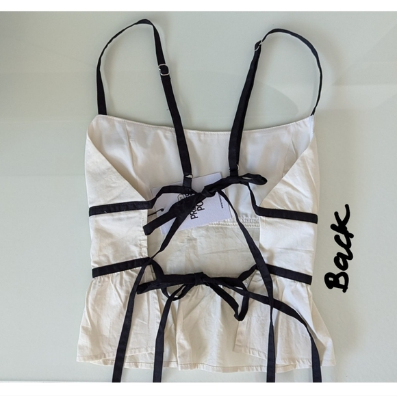 Princess Polly Daxon Cream/Black Tie Top - Picture 4 of 6